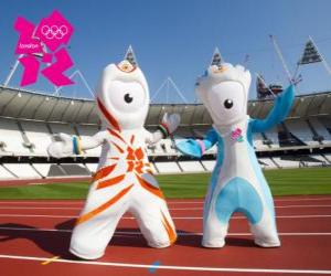 Puzzle Η mascots των Ολυμπιακών Αγώνων και Παραολυμπιακοί Αγώνες London 2012 είναι Wenlock και Mandeville